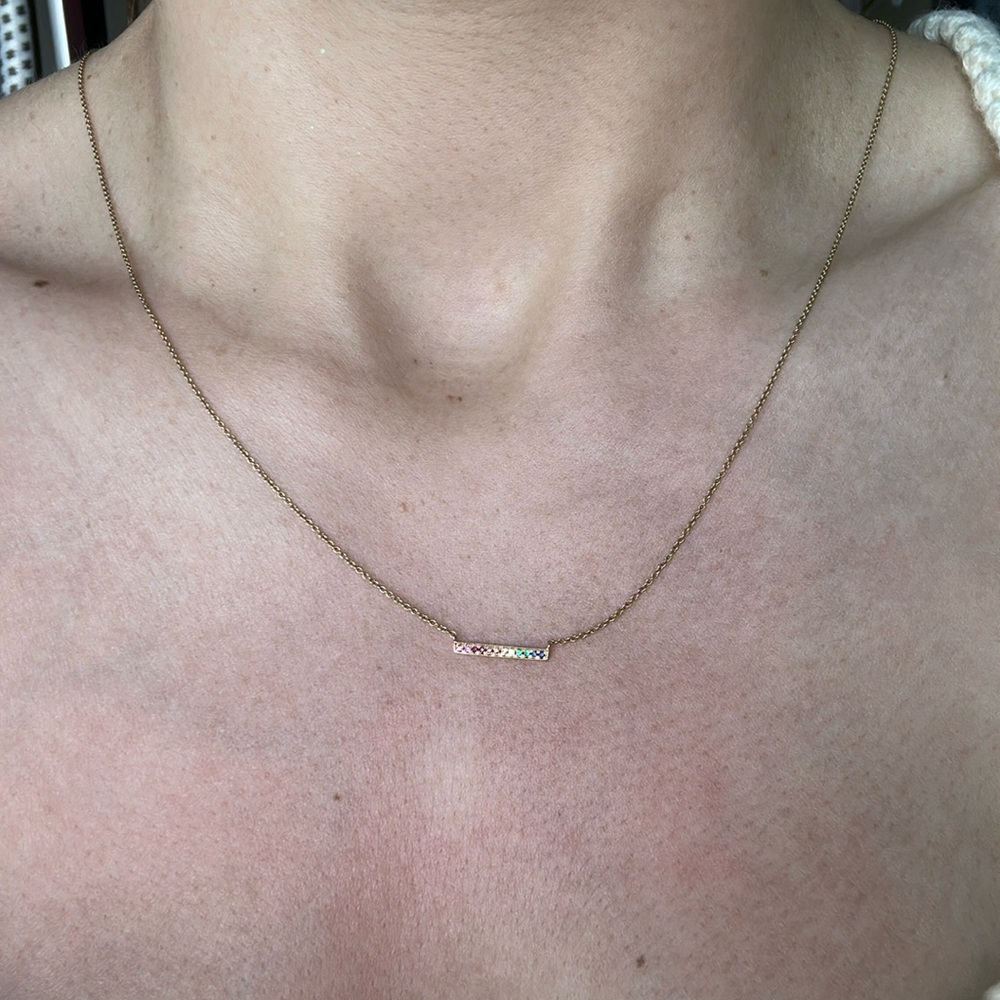 Assorted Rainbow Stone Becklace in 14k gold